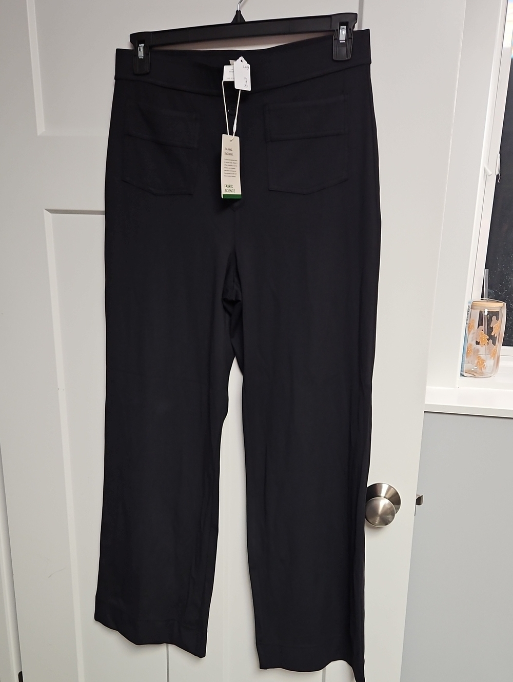HALARA Black Pull-On Wide-Leg Pants with Front Patch Pockets